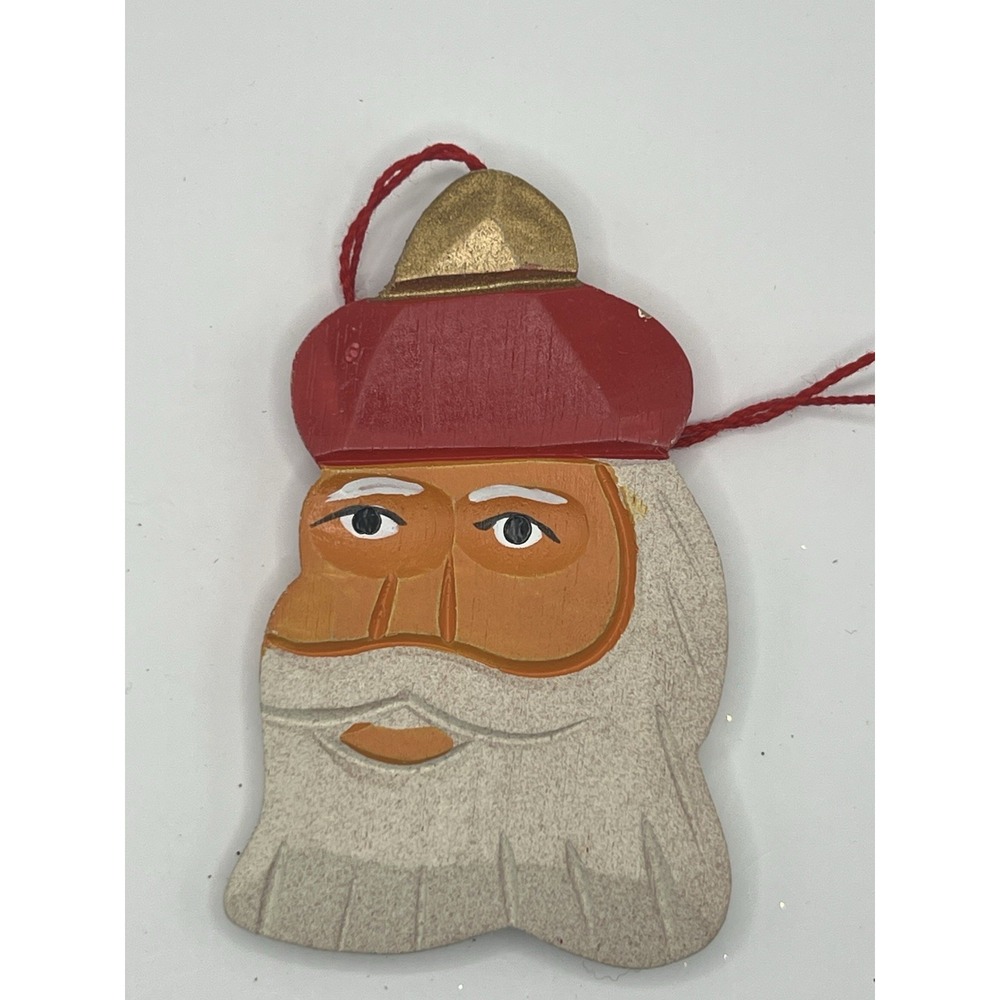 4" Wood Santa Christmas Ornament Double Sided